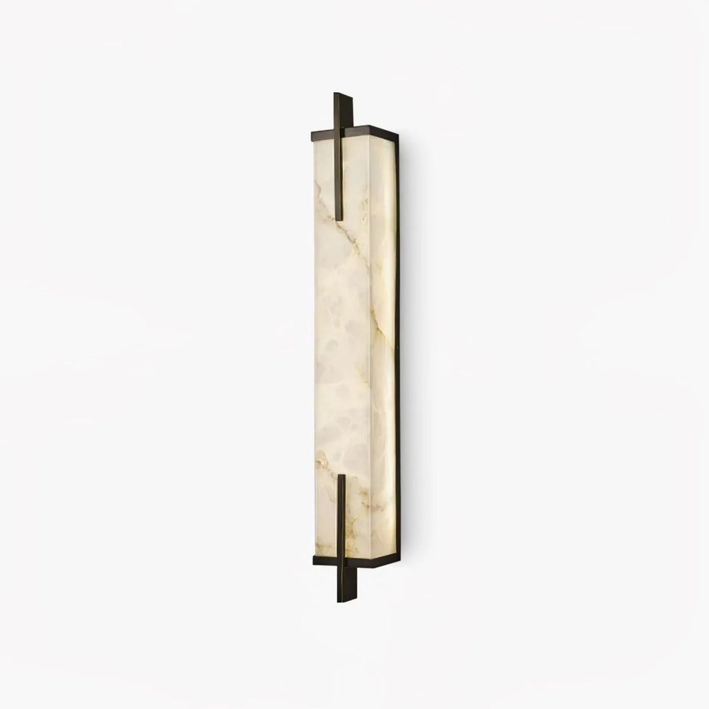 White Alabaster LED Wall Sconce Vertical Slab Brass Copper Finish Modern Living Room Hallway Home Decor - Stack & Clear 4