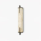 White Alabaster LED Wall Sconce Vertical Slab Brass Copper Finish Modern Living Room Hallway Home Decor - Stack & Clear 4