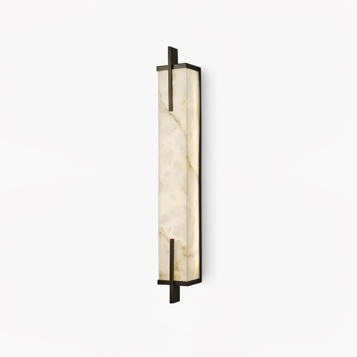 White Alabaster LED Wall Sconce Vertical Slab Brass Copper Finish Modern Living Room Hallway Home Decor - Stack & Clear 4