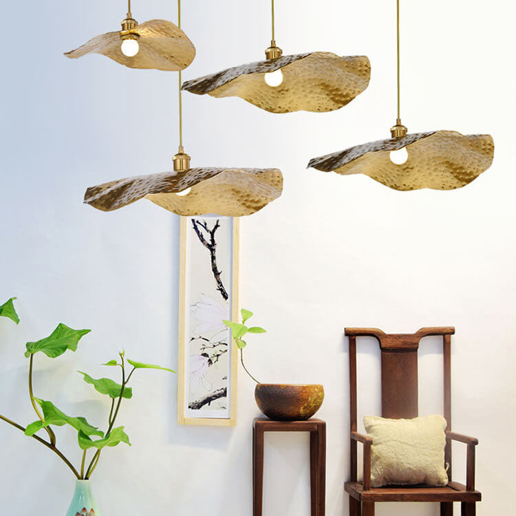 Modern Lotus Leaf Pendant Light in Golden Bronze – Adjustable Kitchen Hanging Light 3
