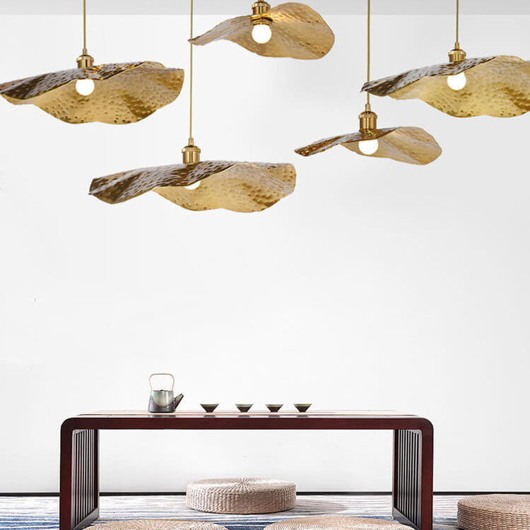 Modern Lotus Leaf Pendant Light in Golden Bronze – Adjustable Kitchen Hanging Light 5