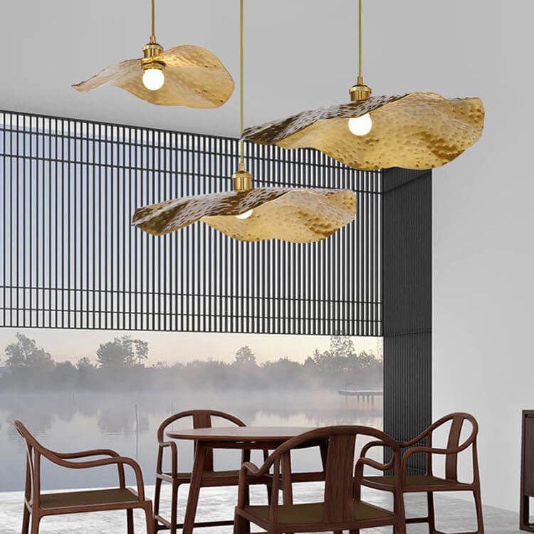Modern Lotus Leaf Pendant Light in Golden Bronze – Adjustable Kitchen Hanging Light 6