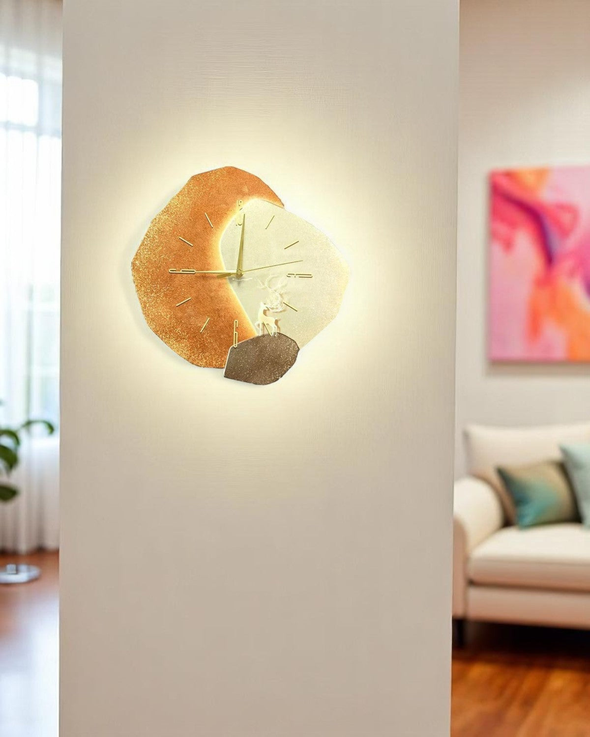 Modern Luminous Wall Clock – Asymmetrical Design, Crystalline Finish for Wall Clock Decor 3