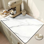 Modern Marble Print Dish Drying Mat Diatom Mud Black/White 0