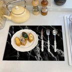 Modern Marble Print Dish Drying Mat Diatom Mud Black/White 1