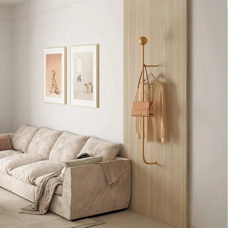 Modern Minimalist Clothes Rack Wall-Mounted Iron Gold Finish 1
