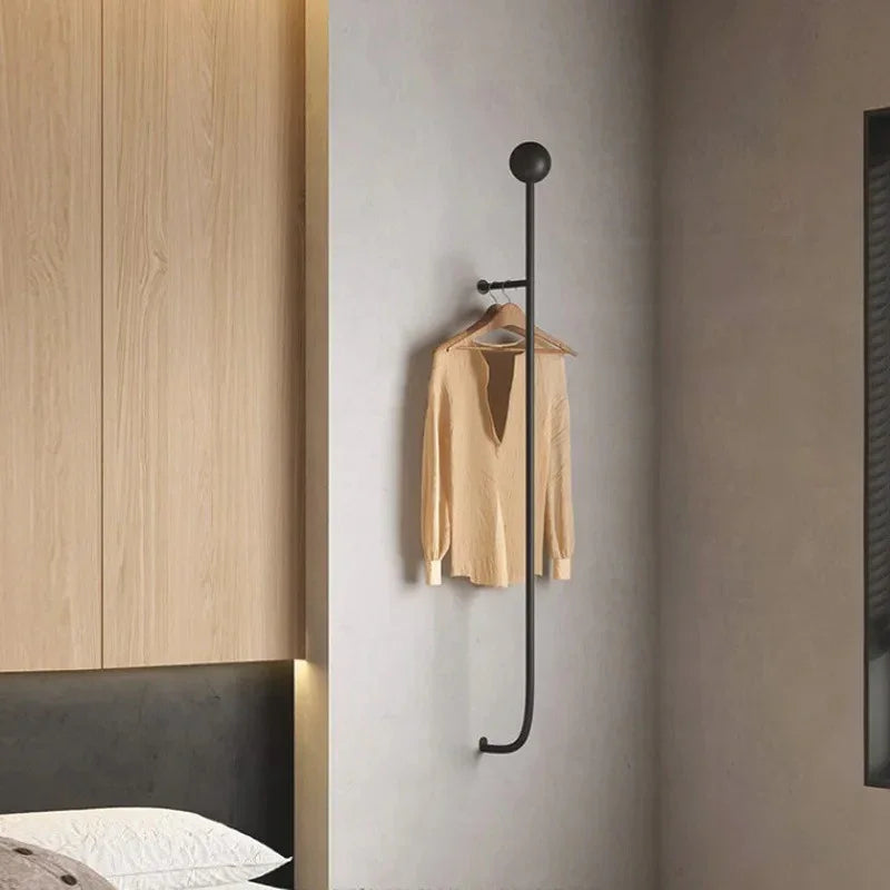 Modern Minimalist Clothes Rack Wall-Mounted Iron Gold Finish 3