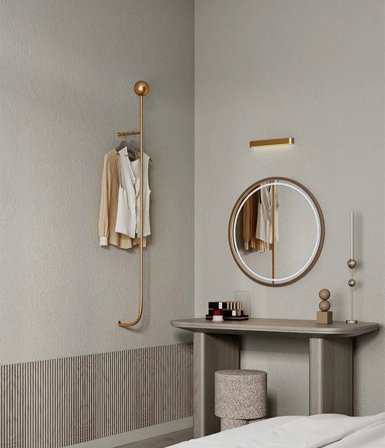 Modern Minimalist Clothes Rack Wall-Mounted Iron Gold Finish 6