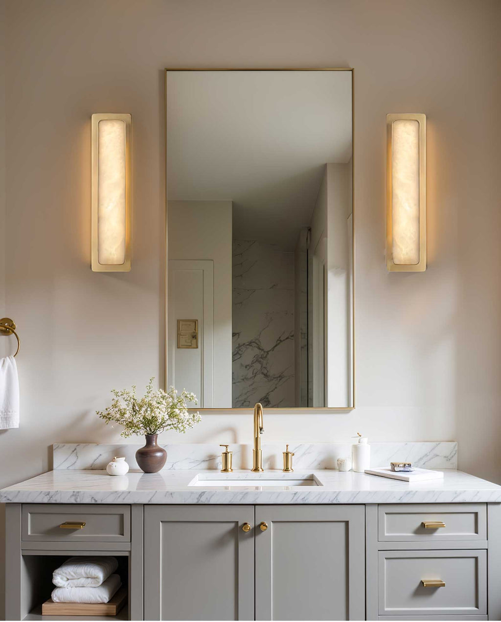 Modern Minimalist LED Wall Sconce Alabaster Finish 8