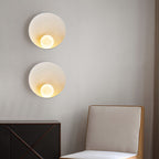 Modern Minimalist Round Wall Sconce Lamp – 1-Light Resin and Iron Wall Light for Bedroom and Living Room Decor 0