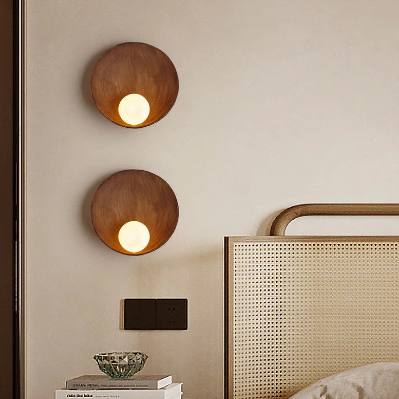 Modern Minimalist Round Wall Sconce Lamp – 1-Light Resin and Iron Wall Light for Bedroom and Living Room Decor 1