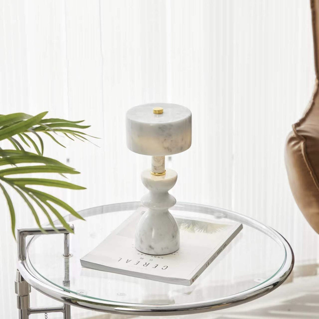 Modern Minimalist USB Table Lamp Aluminum Marble White 0