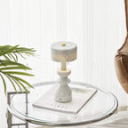 Modern Minimalist USB Table Lamp Aluminum Marble White 0