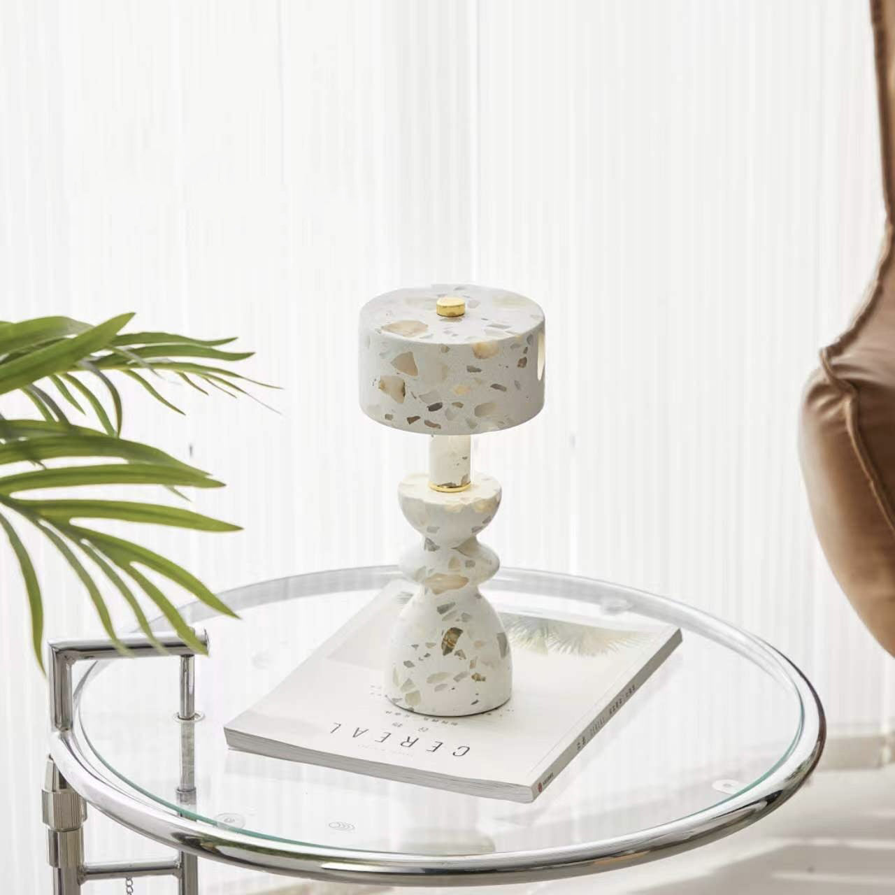 Modern Minimalist USB Table Lamp Aluminum Marble White 10