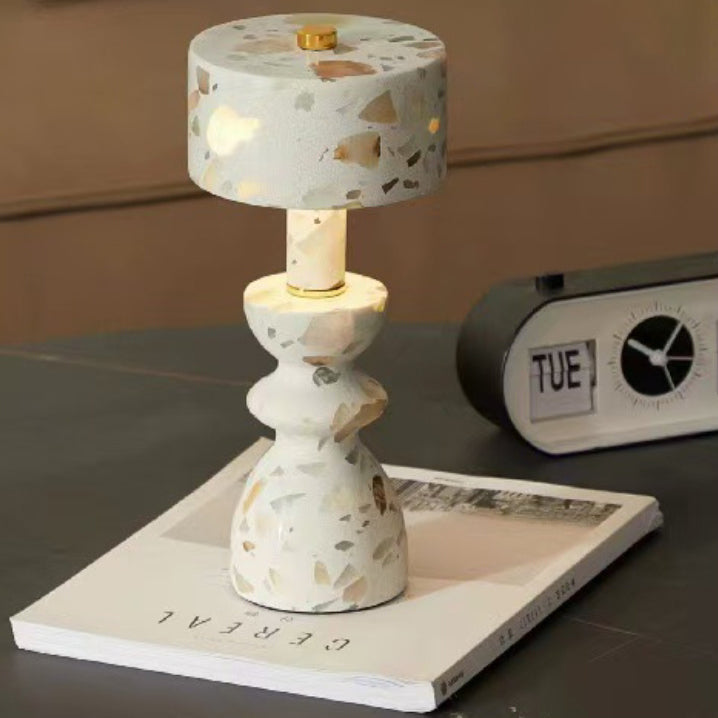 Modern Minimalist USB Table Lamp Aluminum Marble White 2