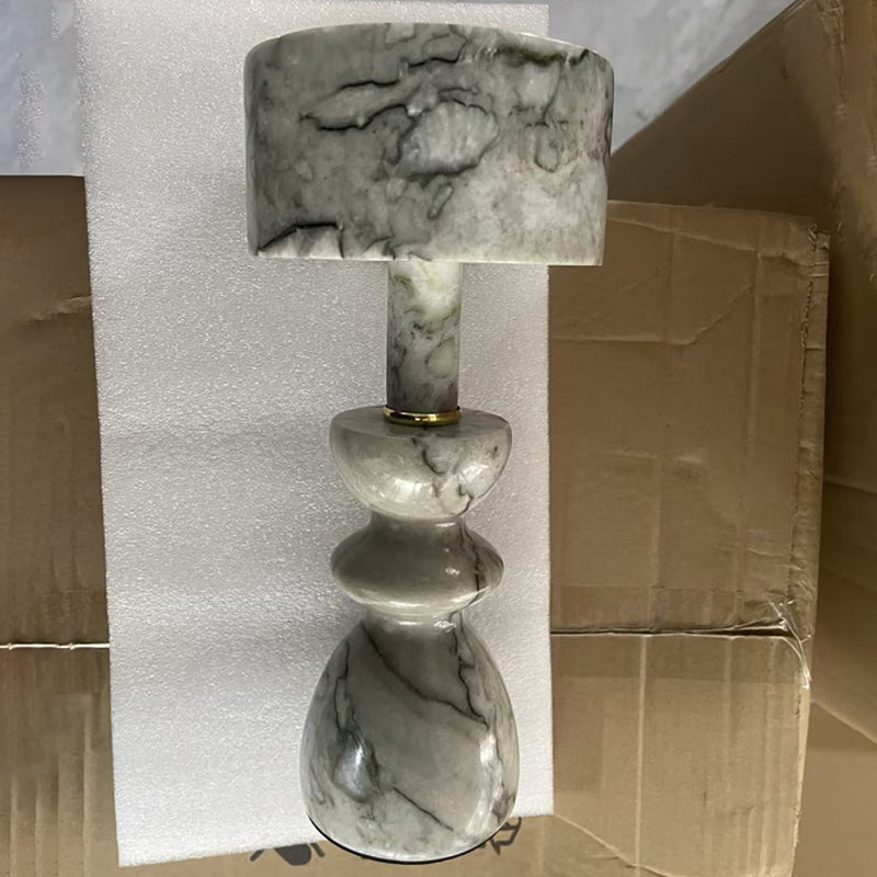 Modern Minimalist USB Table Lamp Aluminum Marble White 4