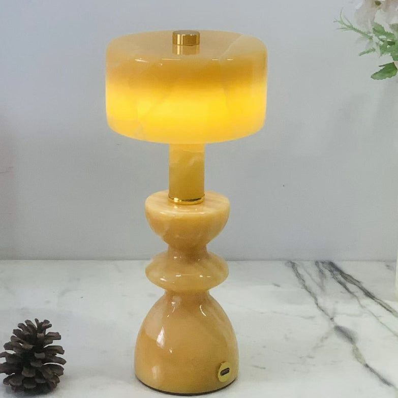 Modern Minimalist USB Table Lamp Aluminum Marble White 6