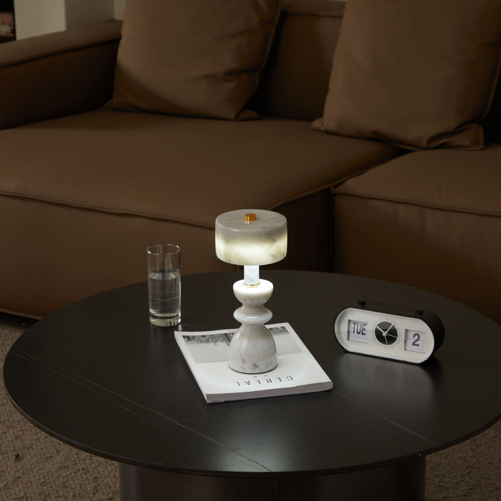 Modern Minimalist USB Table Lamp Aluminum Marble White 7