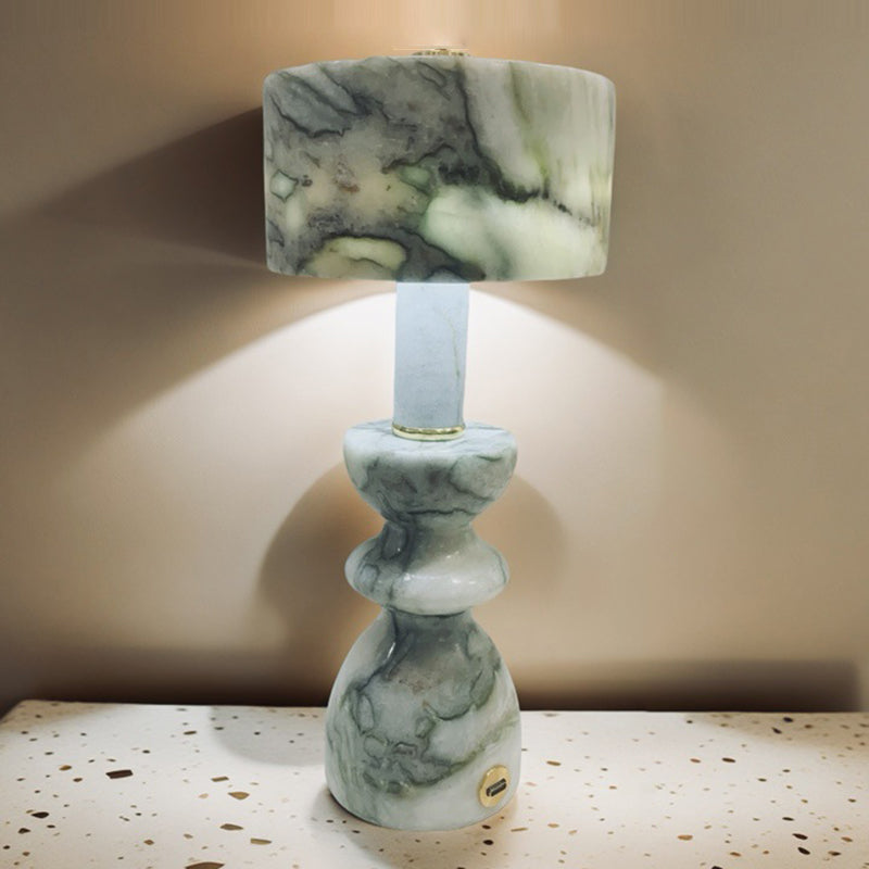 Modern Minimalist USB Table Lamp Aluminum Marble White 8