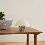 Modern Mushroom Bedside Lamp Milk-White Glass Metal 0