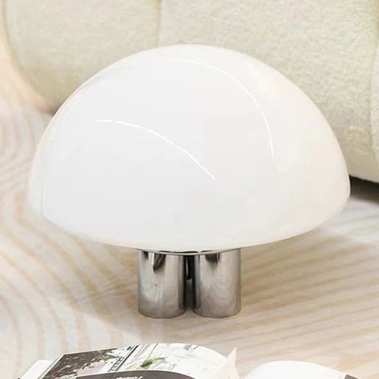 Modern Mushroom Bedside Lamp Milk-White Glass Metal 4