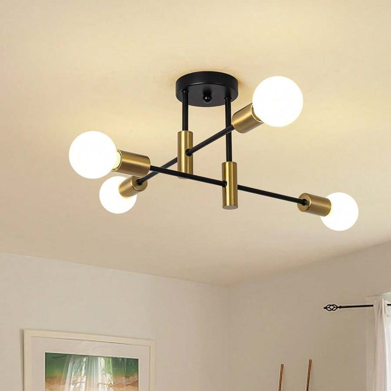 Modern Nordic Flush Mount Ceiling Light Fixture – Black Metal LED Design 0