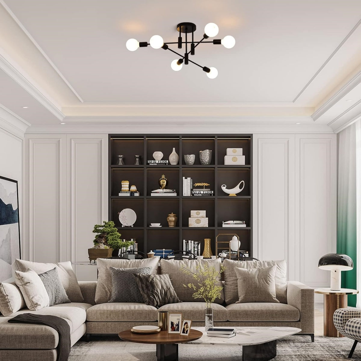 Modern Nordic Flush Mount Ceiling Light Fixture – Black Metal LED Design 11