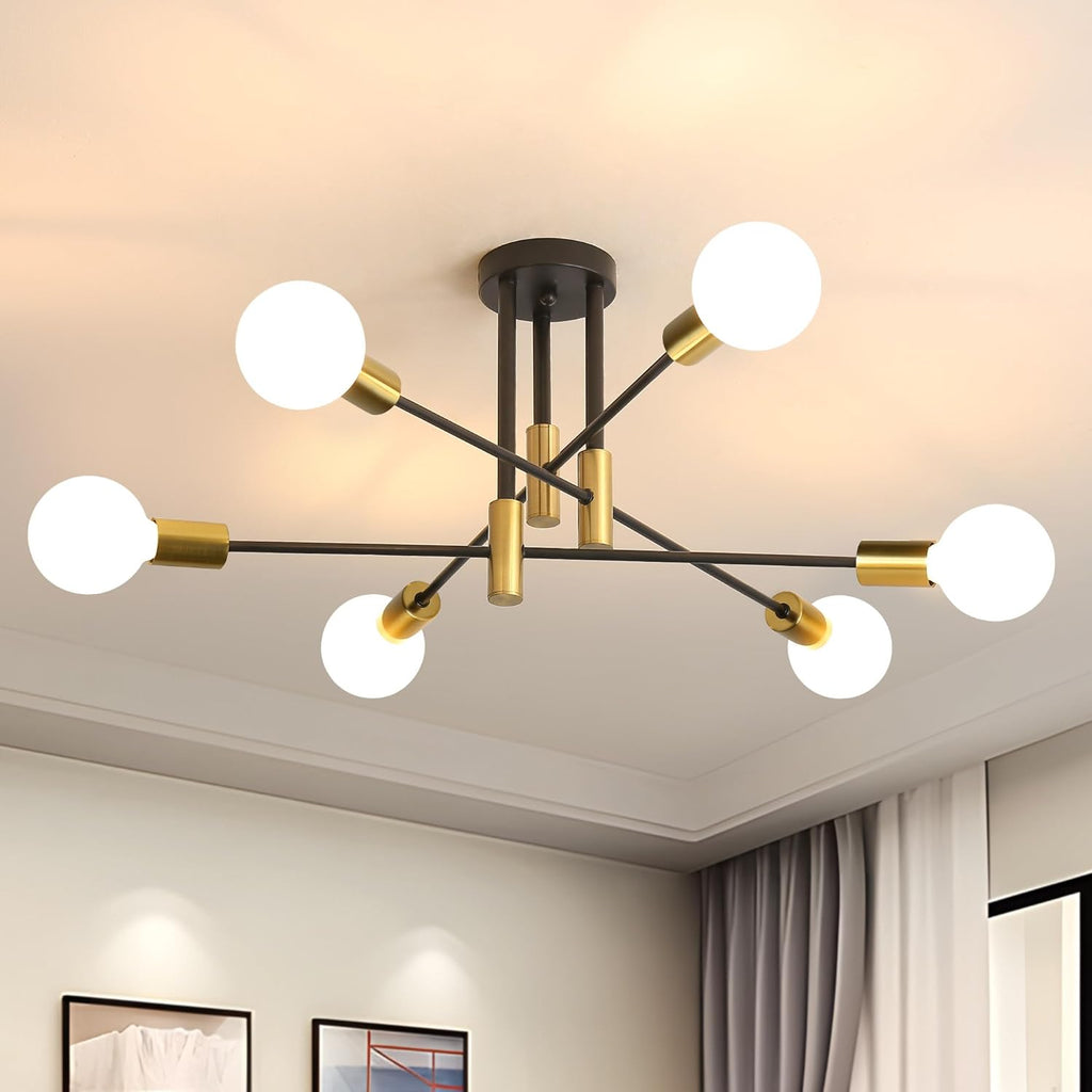 Modern Nordic Flush Mount Ceiling Light Fixture – Black Metal LED Design 12