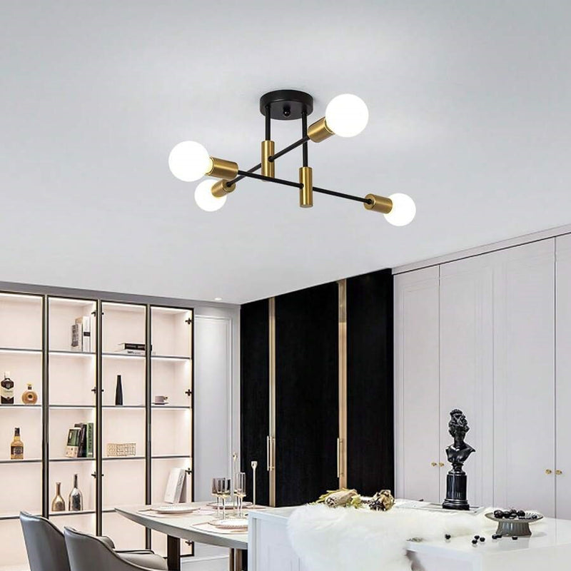 Modern Nordic Flush Mount Ceiling Light Fixture – Black Metal LED Design 2
