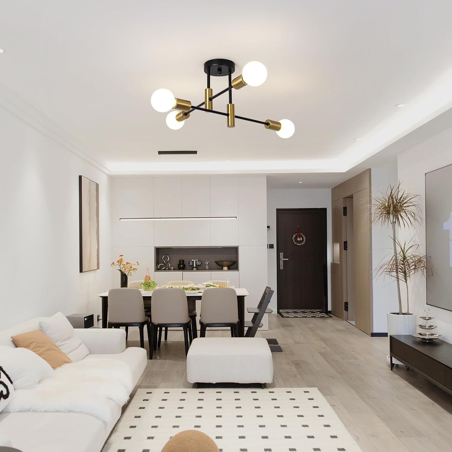 Modern Nordic Flush Mount Ceiling Light Fixture – Black Metal LED Design 3