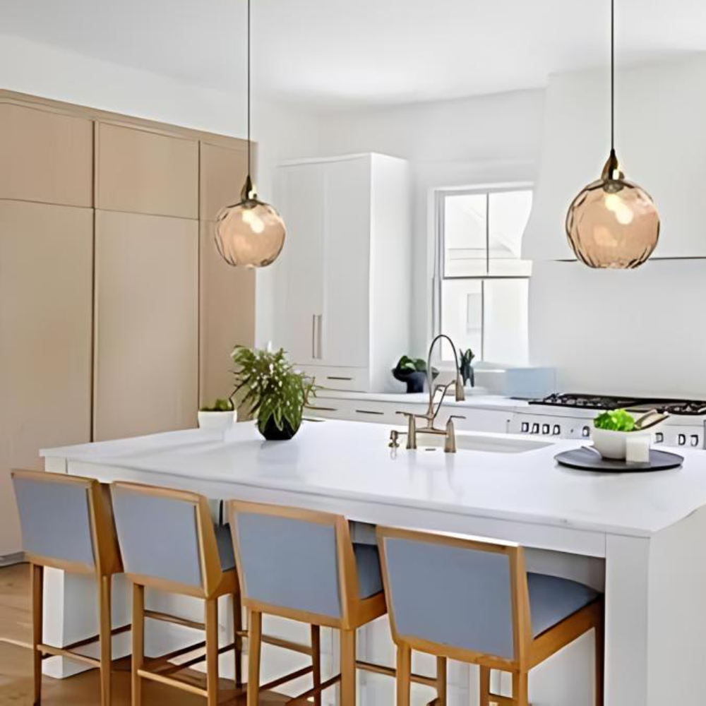 Modern Nordic Glass Pendant Light – Rippled Ceiling Fixture for Kitchen and Dining 4