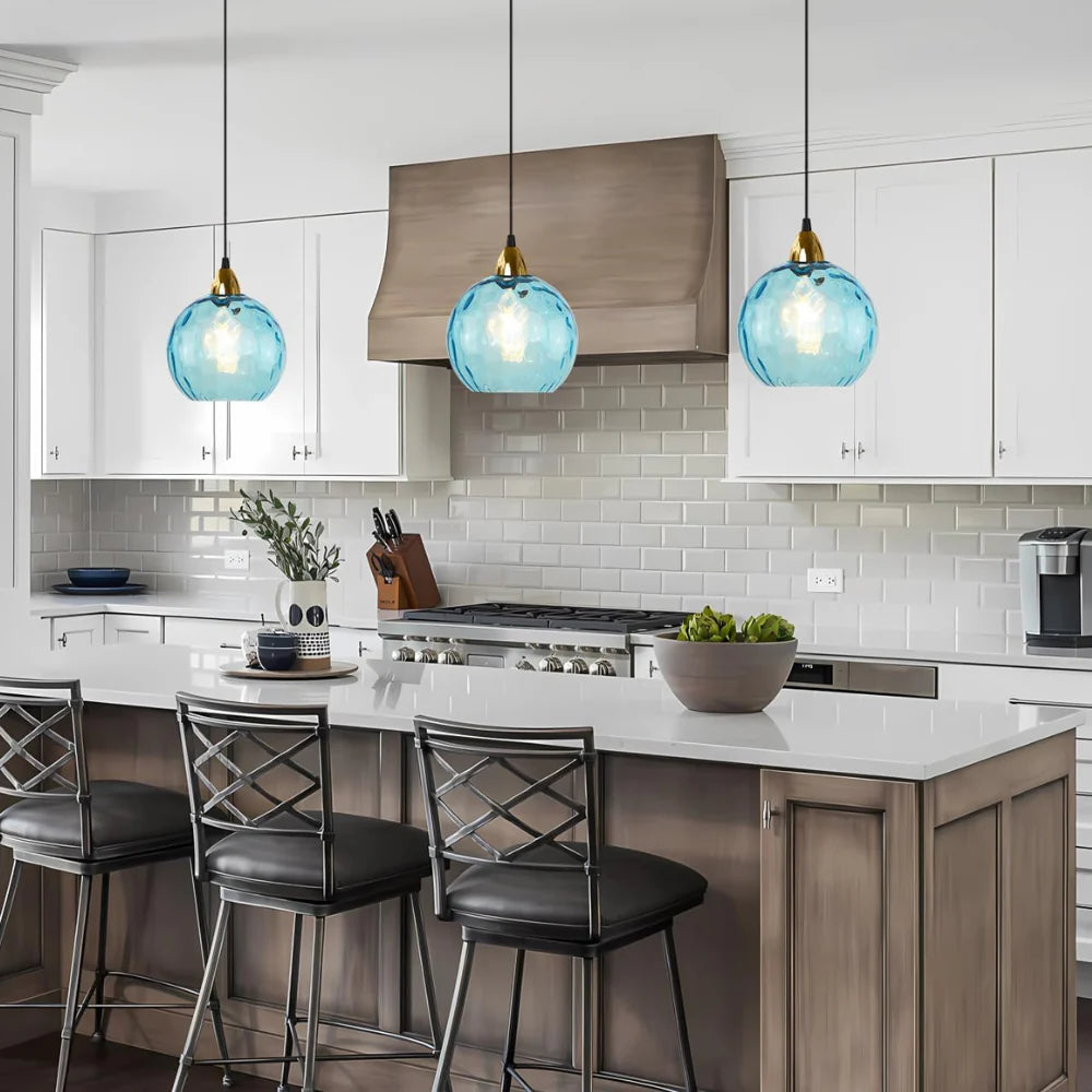 Modern Nordic Glass Pendant Light – Rippled Ceiling Fixture for Kitchen and Dining 8