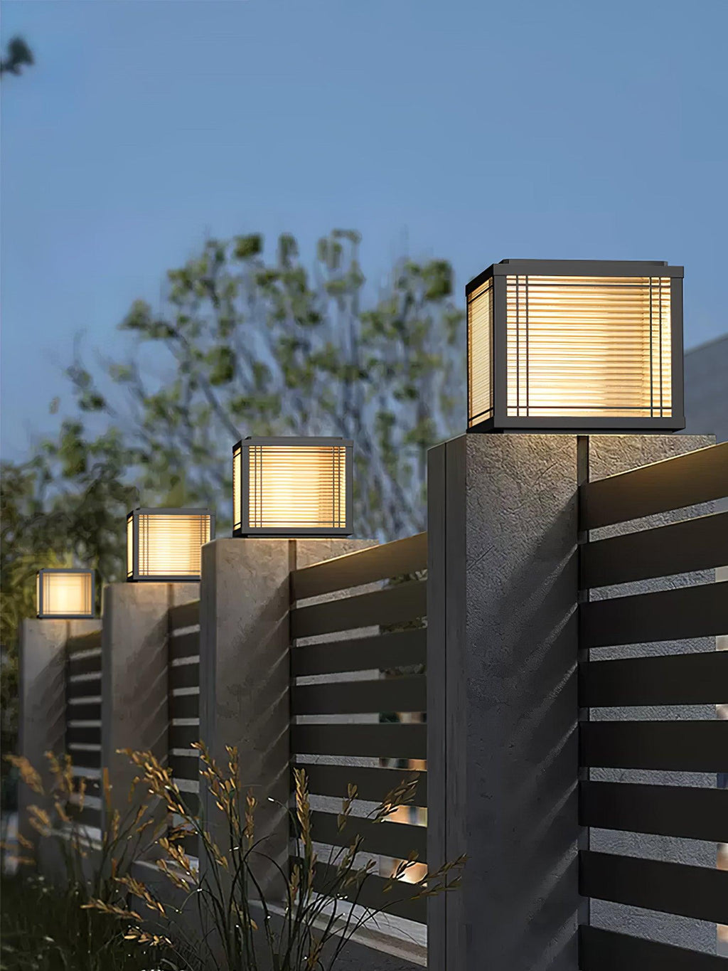 Modern Outdoor Post Light Galvanized Steel Waterproof LED 4