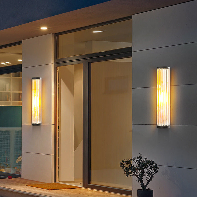 Modern Outdoor Wall Lamp – IP65 Waterproof Black Metal and Glass Sconce for Exterior Lighting 3