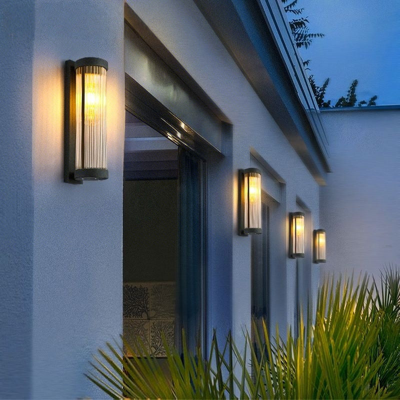Modern Outdoor Wall Lamp – IP65 Waterproof Black Metal and Glass Sconce for Exterior Lighting 5