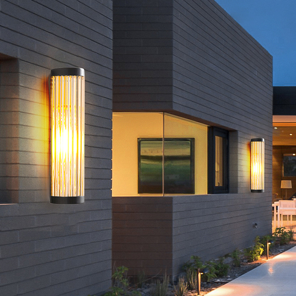 Modern Outdoor Wall Lamp – IP65 Waterproof Black Metal and Glass Sconce for Exterior Lighting 8