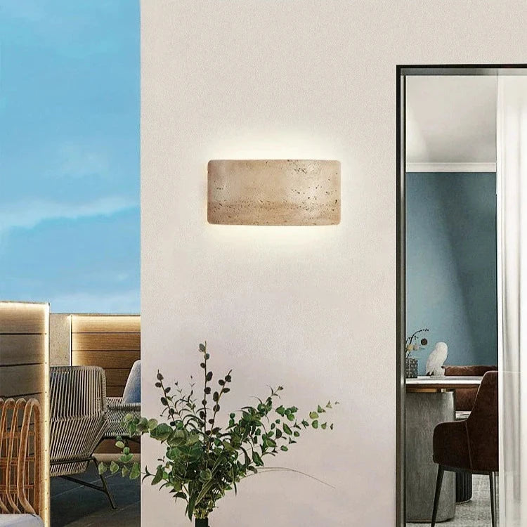 Modern Outdoor Wall Light in Beige Travertine with IP65 Waterproof Rating 3