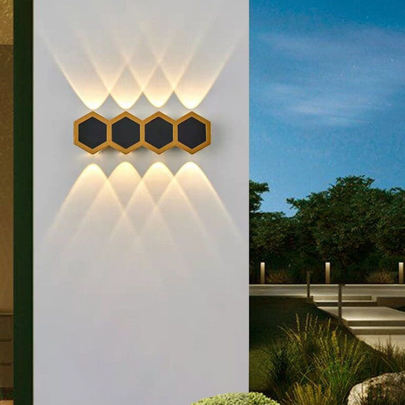 Modern Outdoor Wall Sconce Lamp – Hexagonal LED Wall Light in Durable Aluminum for Patios and Fences 1