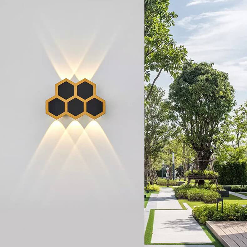Modern Outdoor Wall Sconce Lamp – Hexagonal LED Wall Light in Durable Aluminum for Patios and Fences 12