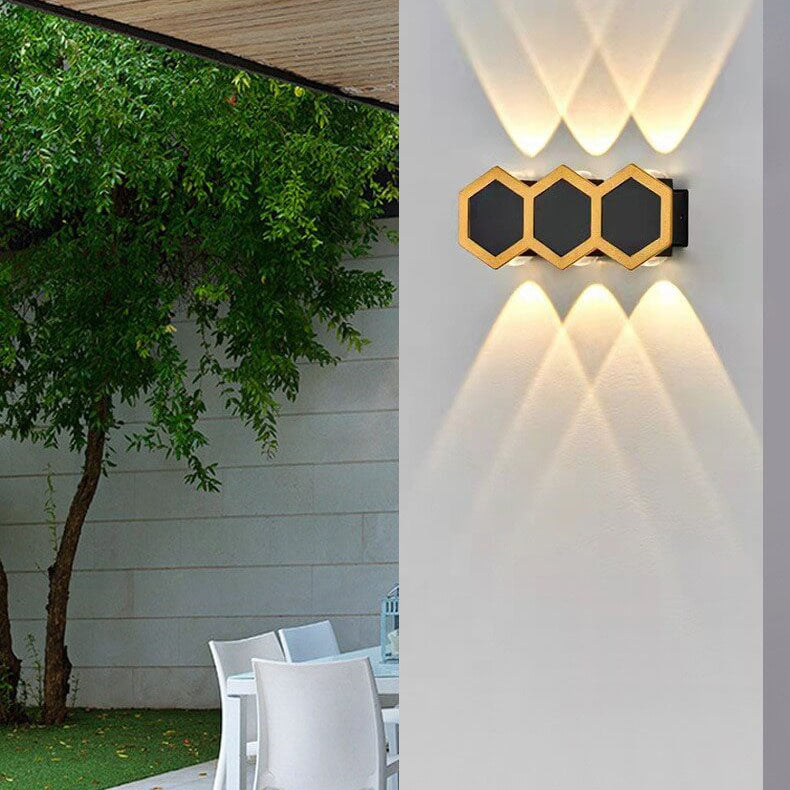 Modern Outdoor Wall Sconce Lamp – Hexagonal LED Wall Light in Durable Aluminum for Patios and Fences 9