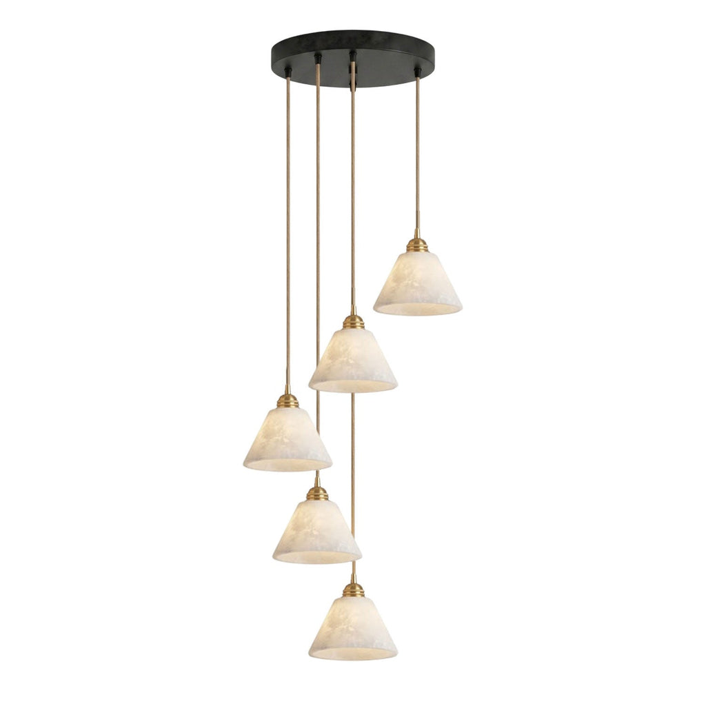 White Alabaster Pendant Light Conical Shade Brass Accent Modern Kitchen Dining Room Home Decor - Stack & Clear 12