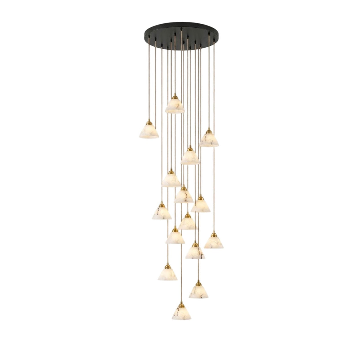 White Alabaster Pendant Light Conical Shade Brass Accent Modern Kitchen Dining Room Home Decor - Stack & Clear 14