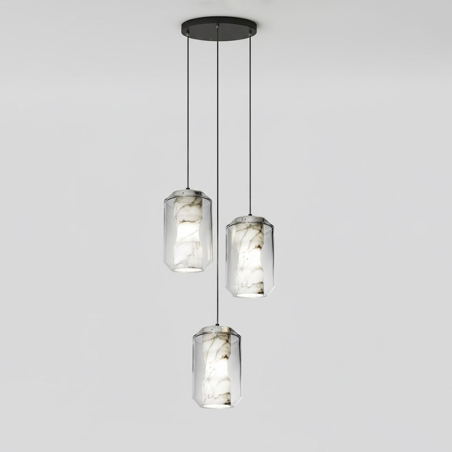 Modern Pendant Light Alabaster Glass Adjustable Height 17
