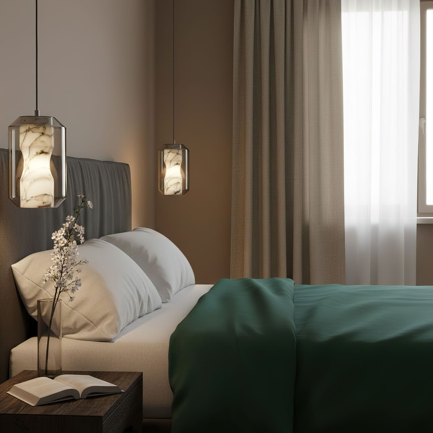 Modern Pendant Light Alabaster Glass Adjustable Height 3