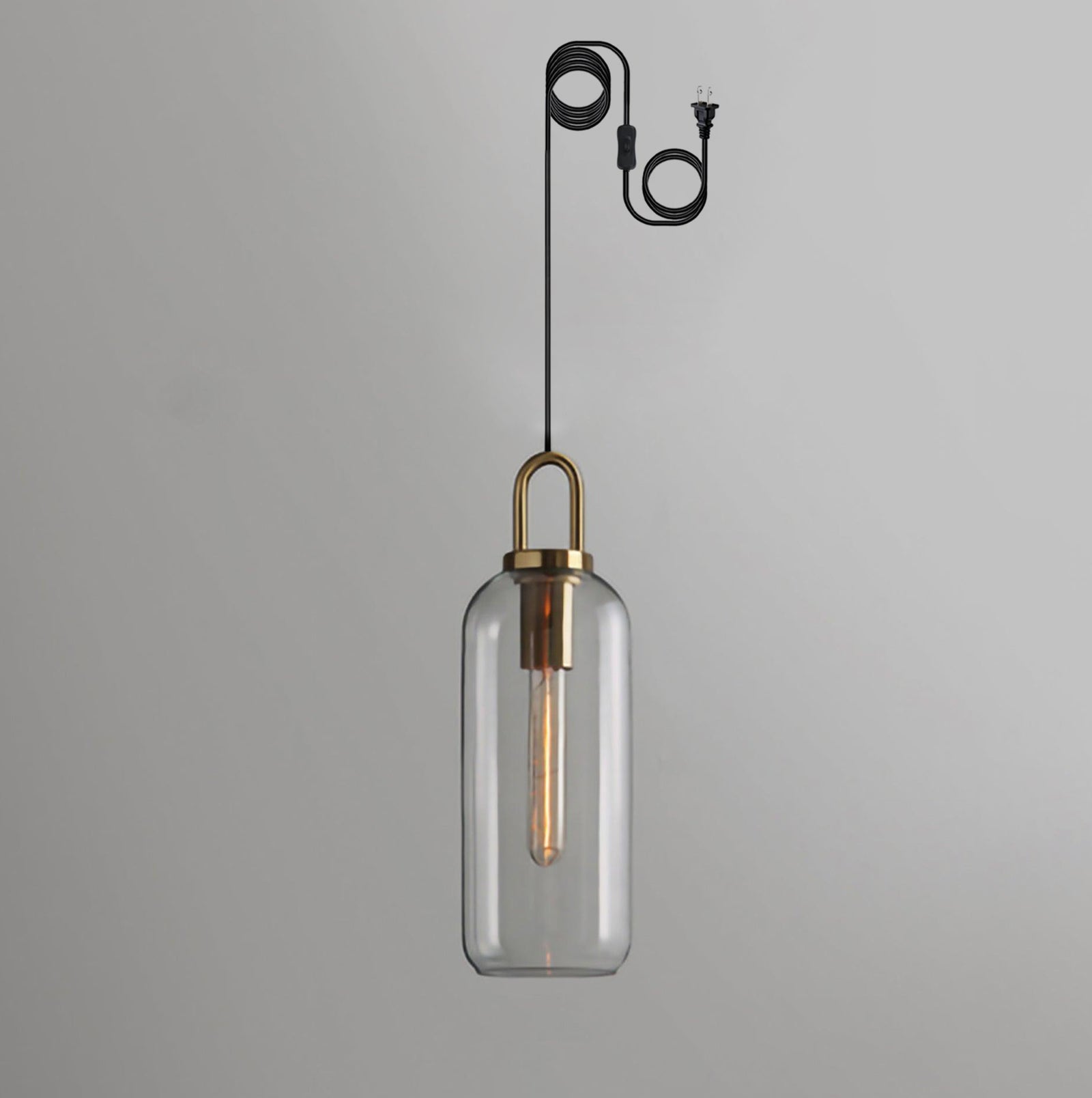 Modern Pendant Light Glass Adjustable Height Copper Finish 0