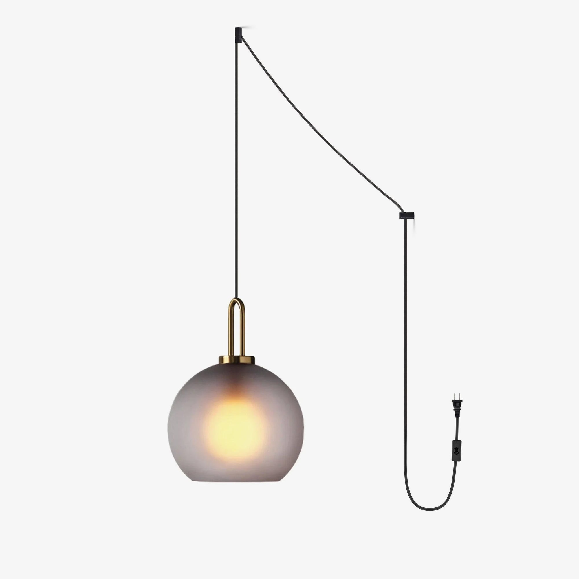 Modern Pendant Light Glass Adjustable Height Copper Finish 1