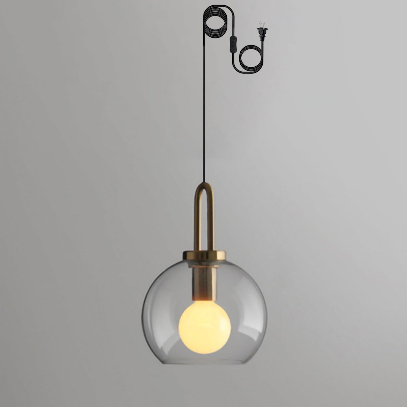 Modern Pendant Light Glass Adjustable Height Copper Finish 10