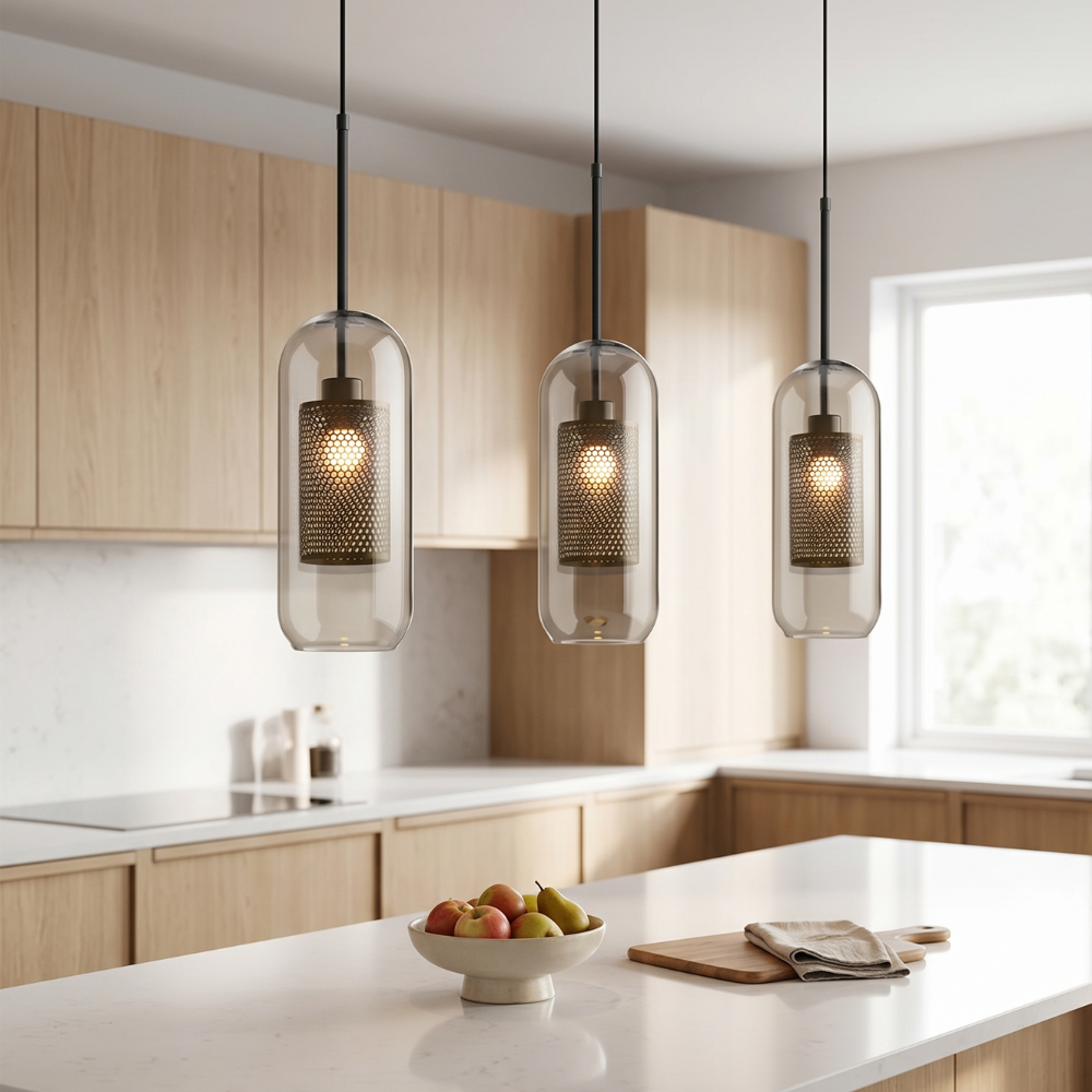 Modern Pendant Light Glass Adjustable Height Elegant Design 96