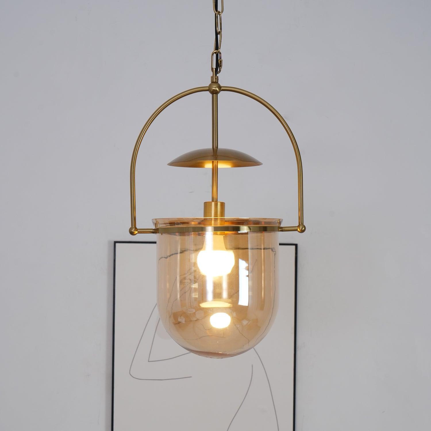 Modern Pendant Light Glass Metal Adjustable Height 5