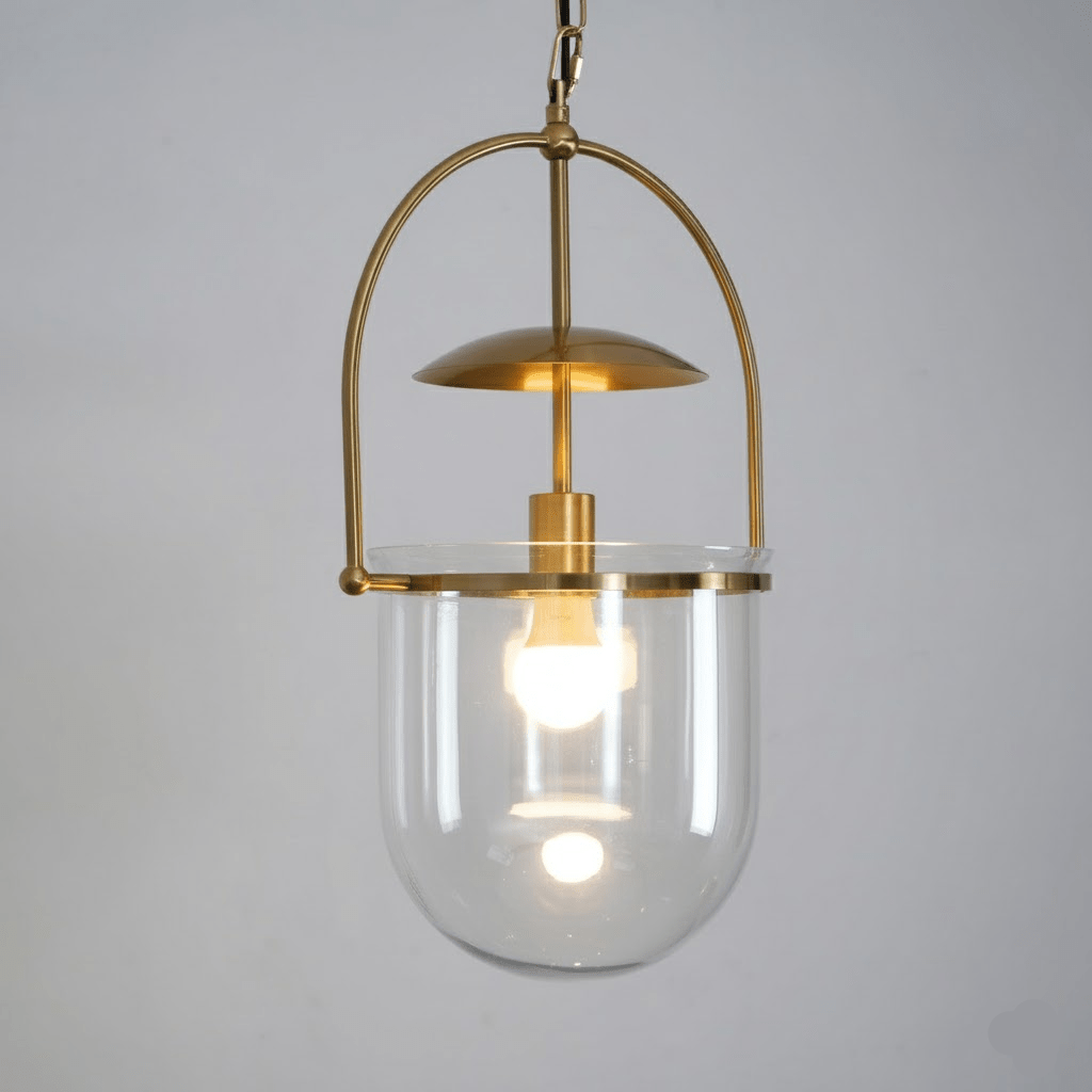 Modern Pendant Light Glass Metal Adjustable Height 9